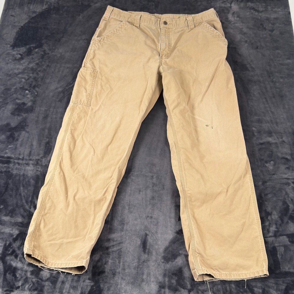 Carhartt B151-DKH Dungaree Pants Mens 38x32 Tan Canvas‎ Workwear Utility